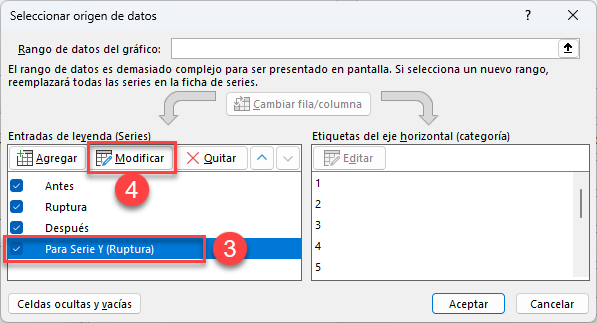 Ventana para Cambiar Eje de Serie