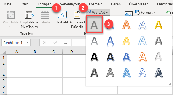 WordArt in Excel einfuegen