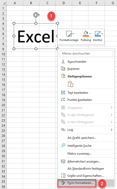 WordArt in Excel formatieren