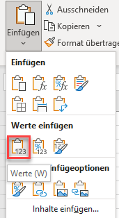 Zahlenwerte in Excel einfuegen