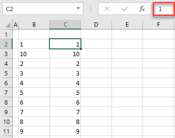 Zahlenwerte in Excel eingefuegt