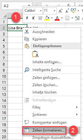 Zellen in Excel formatieren