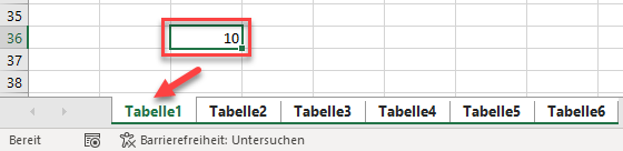 Zelllenwert in ausgewählten Blaettern aendern