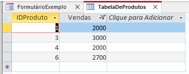 access tabela filtrada