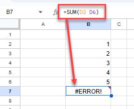 errors in formulas gs formulas