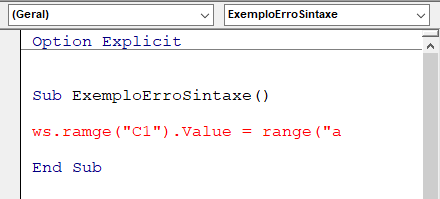 exemplo erro sintaxe