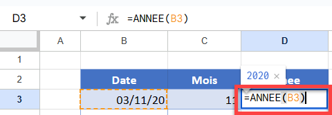 vba formule annee