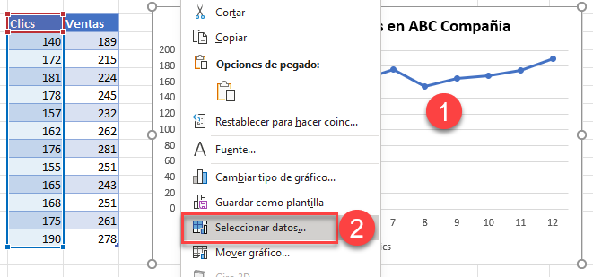 Añadir Líneas al Gráfico Seleccionar Datos del Gráfico