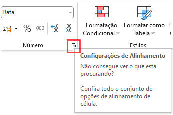 Atalho Menu de Formatacao de celulas