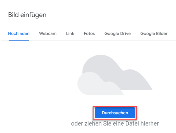 Bild zum Einfuegen in Google Sheets auswaehlen