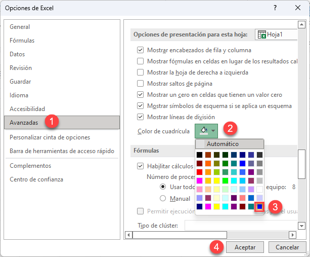 Cambiar Color de Cuadrícula en Excel