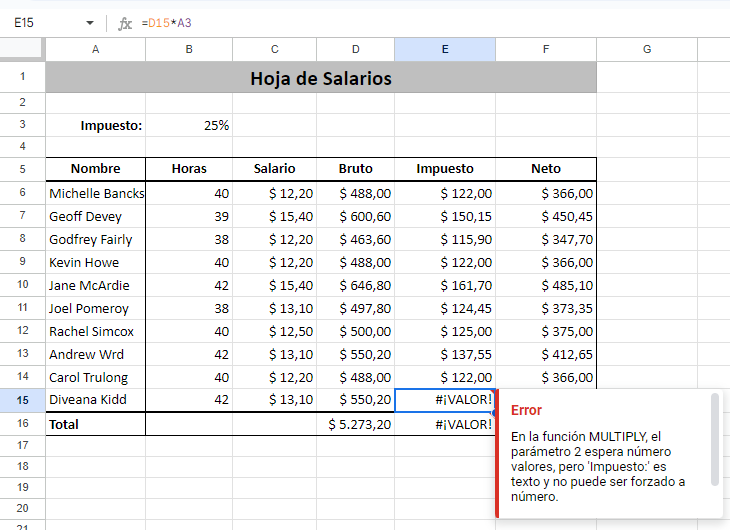 Comprobación de Errores en Google Sheets