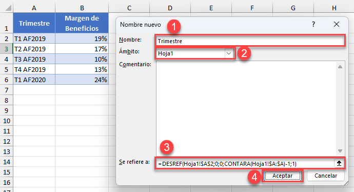 Configurar Rango Nombrado con Fórmula DESREF