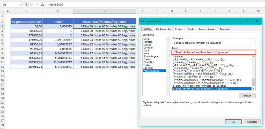 Conversão de Horas Excel - Converter Horas, Minutos, Segundos