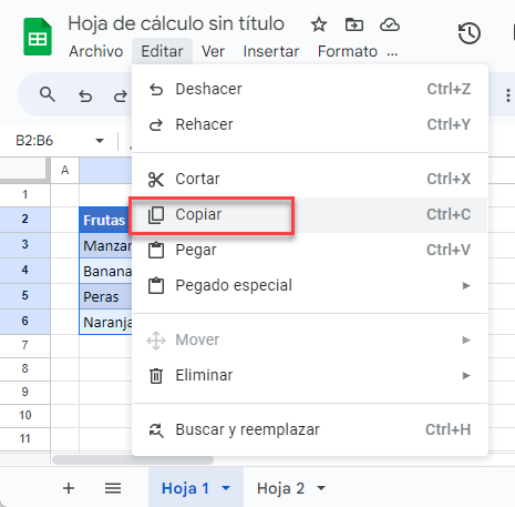 Copiar y Pegar en Otra Hoja en Google Sheets