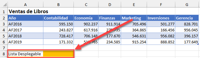 Crear Espacio para Lista Desplegable