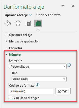 Dar formato Personalizado a Números del Eje Primario