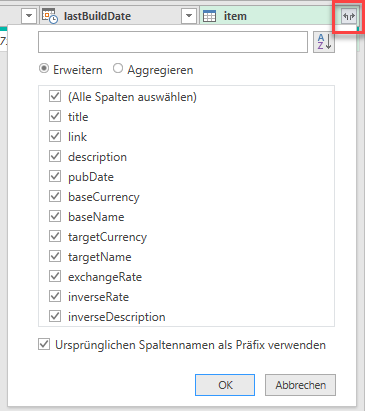 Daten in Excel aus XML Datei Tabellenfelder anzeigen