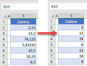 Dezimalstellen in Excel entfernen