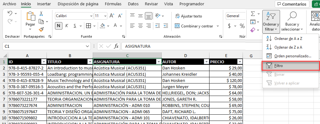 Eliminar Filtros