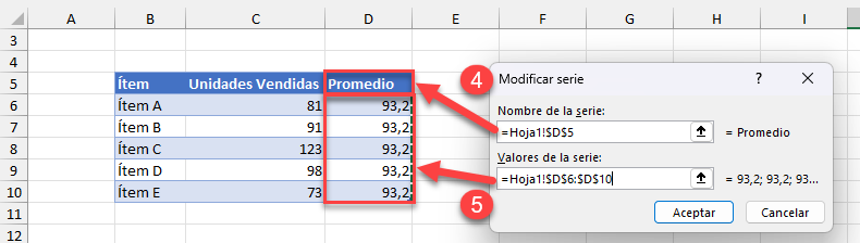 Establecer Nombre y Valores de la Nueva Serie