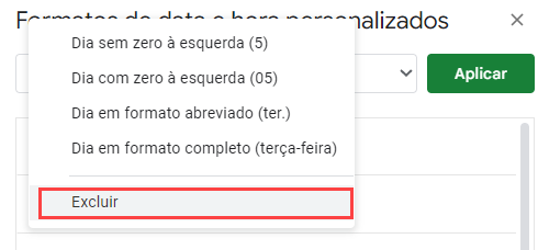 Exclua os três formatos mostrados