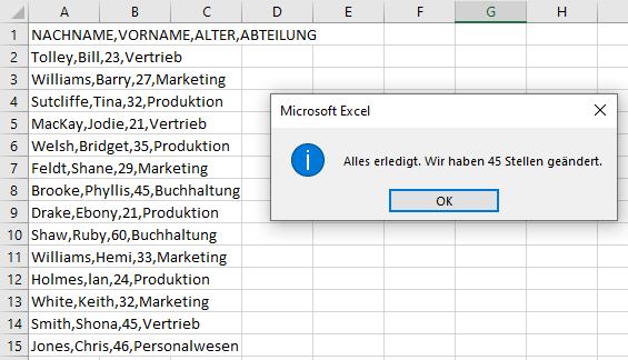 Fragezeichen in Excel mit Tilde ersetzt
