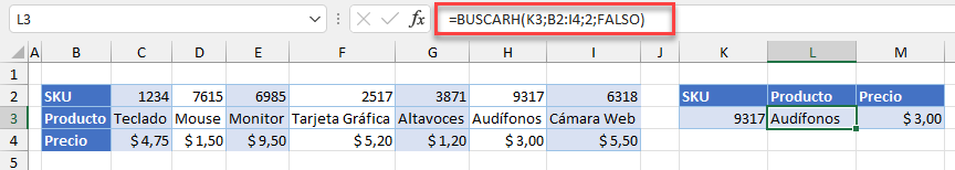 Función BUSCARH