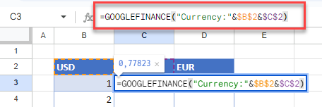 Función GOOGLEFINANCE