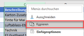 Ganze Spalte in Excel kopieren