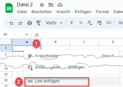 Hyperlink in Google Sheets einfuegen