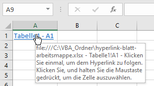 Hyperlink zu einem anderen Blatt erstellt