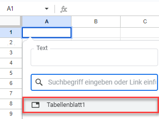 Hyperlink zu einem anderen Google Sheets Tabellenblatt erstellen