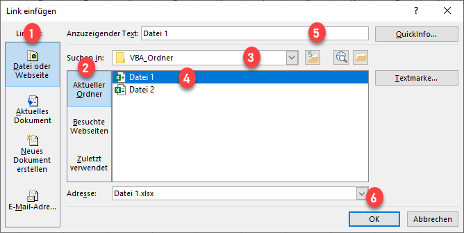 Hyperlink zu einer anderen Arbeitsmappe erstellen