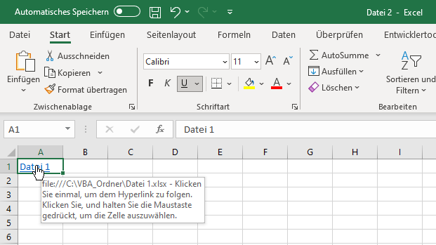 Hyperlink zu einer anderen Arbeitsmappe erstellt