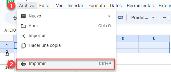 Imprimir Área de Impresión en Google Sheets