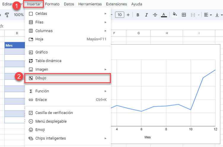 Insertar Dibujo en Google Sheets