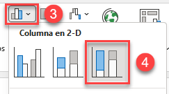 Insertar Gráfico de Columnas 100% Apiladas
