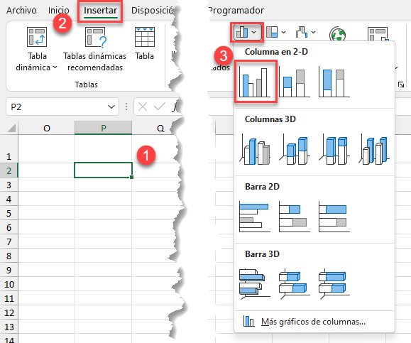 Insertar Gráfico de Columnas