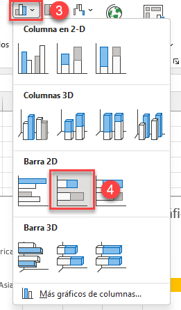 Insertar Gráficos de Barras Apiladas