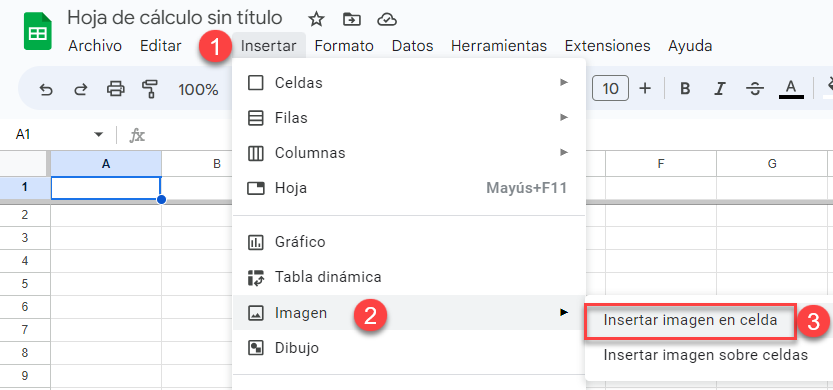 Insertar Imagen en Celda en Google Sheets