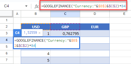 Mit Wechselkursdaten in Google Sheets rechnen