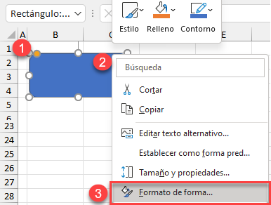 Modificar Formato de Forma en Excel