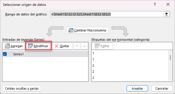 Modificar Serie de Datos