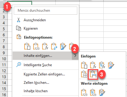 Option Spaltenbreiten einfuegen