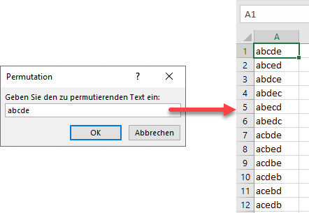 Permutationen in Excel generieren