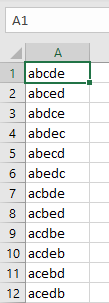 Permutationen in Excel generiert