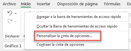 Personalizar la Cinta de Opciones