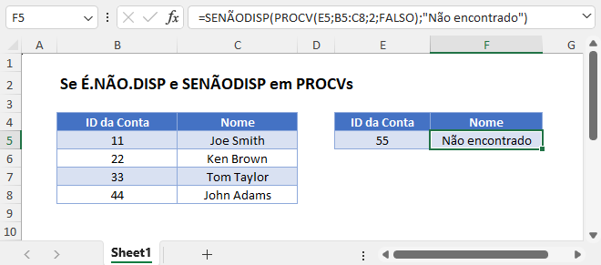 Se É NAO DISP e SENÃODISP em PROCVs