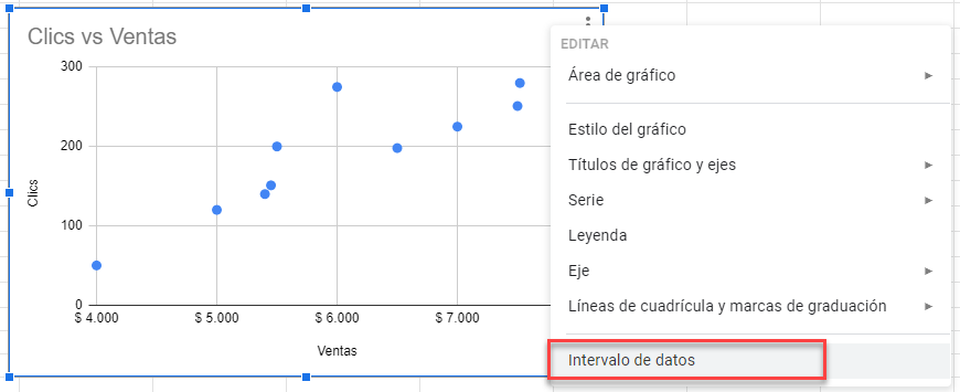 Seleccionar Intervalo de Datos en Google Sheets